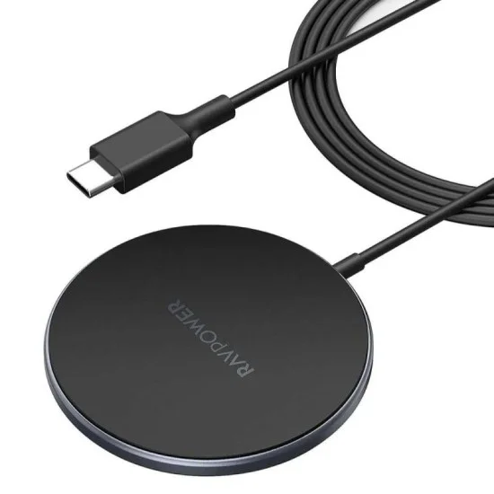 RAVPower Magnetic Wireless Charger for iPhone 12/12 Pro Max/mini/AirPods Pro &ndash; Black